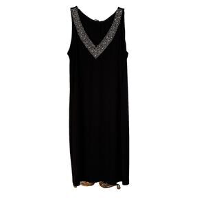 Tiana B. Sleeveless Black Dress Beaded V Neck Comfort Elegant Dress Sz 8 NWOT